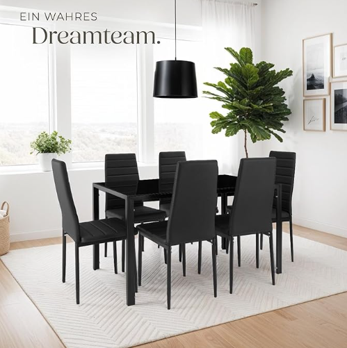 set van 6 zwarte stoelen van tectake home!