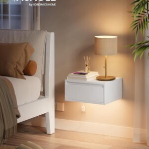 vasagle nachtkastje hangend set van 2, licht met 3 kleuren, zwevende wandplank