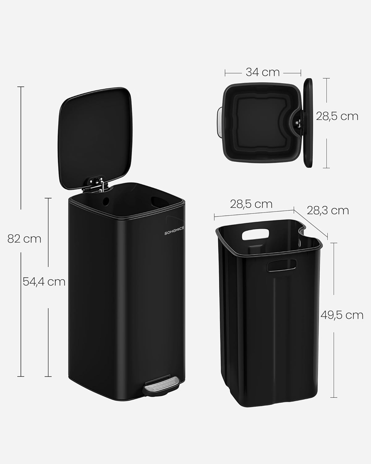 ๐ songmics keukenprullenbak, 30 liter ๐