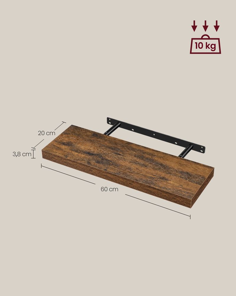 vasagle wandrek met zwevende planken voor decoratie en opbergruimte