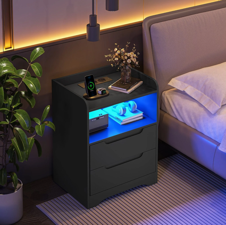 2 luxe nachtkastjes zwart