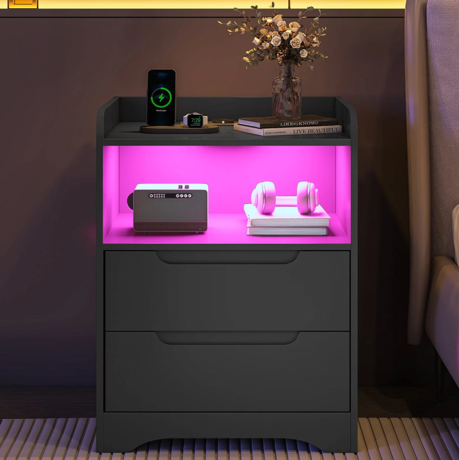 2 luxe nachtkastjes zwart